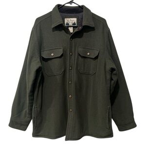 L.L. Bean wool textured shirt jacket dark green size large
